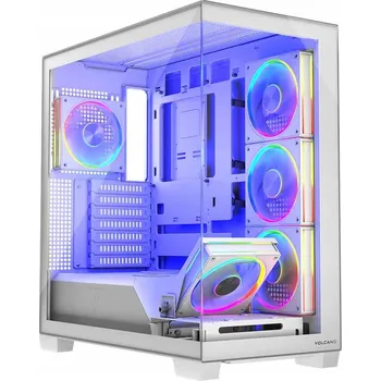 PC skříň Herní počítačová skříň MODECOM VOLCANO STELLAR ARGB 5F MIDI bílá
