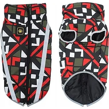 Obleček pro psa Zimní bunda/vesta pro psa s otvorem na postroj, červená, velikost 4XL