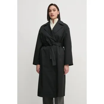Dámský kabát Trench kabát Calvin Klein dámský, černá barva, přechodný, oversize, 00040WL546 99X, vel. L
