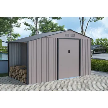 Zahradní domek VespaGarden Zahradní domek SEDONA B s dřevníkem - 342x195x203 cm / 6,67m2 - šedý