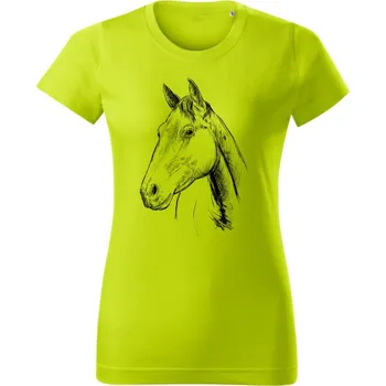 Dámské oblečení Dámské tričko, kresba koně 2 Limetková S