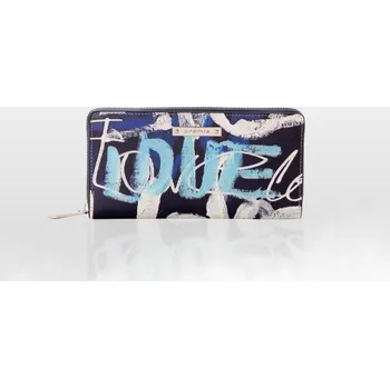 Cromia IT Love – velká kožená peněženka na zip – modrý vzor