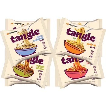 Samyang Buldak ramen Tangle degustační balíček - 8 korejských nudlí Samyang (4 příchutě po 2 ks)