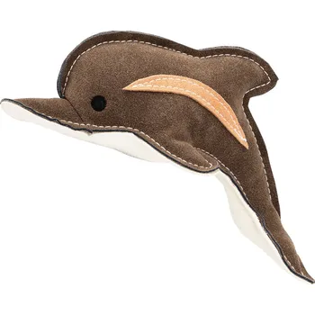 Hračka pro psa HipHop Dog Delfín, 22 cm, kožená robustní hračka, HIPHOP DOG, šedá/bílá