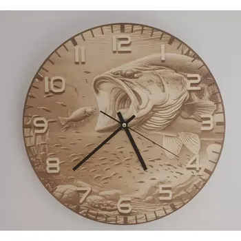 Hodiny Dřevěné hodiny malované - Ryba