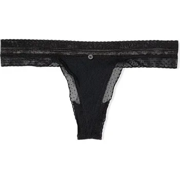 Kalhotky Victorias Secret tanga bavlněné kalhotky Stretch Logo brand černé 41-QB4