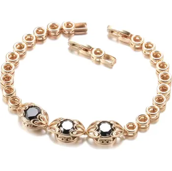 Náramek B-TOP Růžově pozlacený dámský náramek s černými zirkony