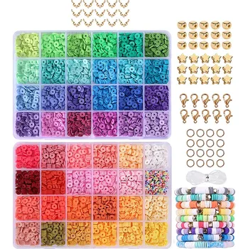 Dětské navlékací korálky Sada korálků korálky Ploché kulaté na výrobu šperků 4800 ks