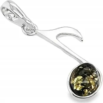 Přívěsek Přívěsek stříbrný s jantarem PŘÍVĚSEK stříbrný notička hudba FILM zelený