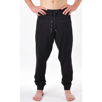 Pánské pyžamo Pánské kalhoty dlouhé pyžamové, šité, klasické, jednobarevné 79201 - černá - L