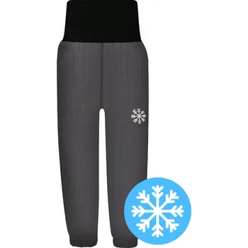 Dívčí kalhoty V-Mart, Zimní tmavě šedé softshellové kalhoty s beránkem 134