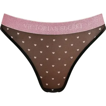 Kalhotky Victorias Secret tanga bavlněné Cotton Old School Love Again černé