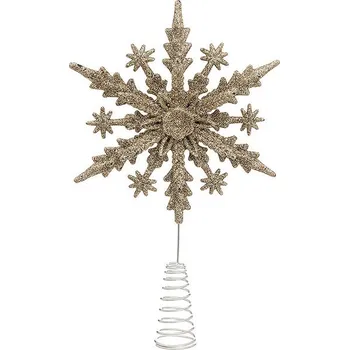 Vánoční dekorace Atmosphera Špička na vánoční stromeček ve tvaru vločky, 22 cm, zlatá