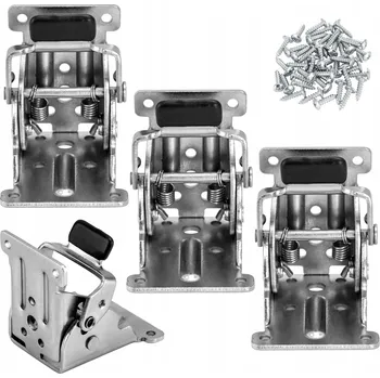 Nábytkové kování 4X SKLÁDACÍ LEHKÝ ZÁVĚS 90 STUPŇŮ PRO NOHY STOLU S AUTOMATICKOU BLOKACÍ