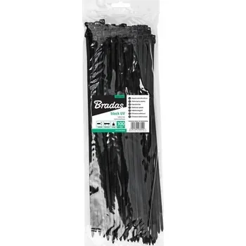 Stahovací páska Kabelová páska 3,6 x 280 mm UV BLACK 100ks UPÍNACÍ PÁSKY STAHOVACÍ PÁSKY BRADAS