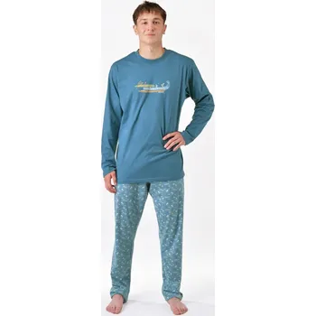 Pánské pyžamo Pánské pyžamo dlouhé, šité, s potiskem 79191 - měsíc dunaj - S
