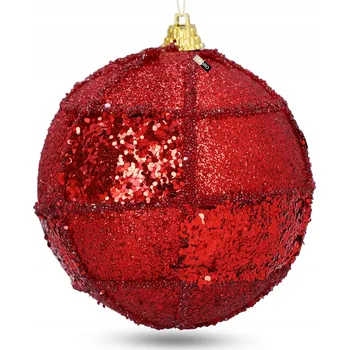 Vánoční ozdoba Vánoční Koule na vánoční stromeček červená 8 cm se vzorem, nerozbitná ozdoba na stromeček