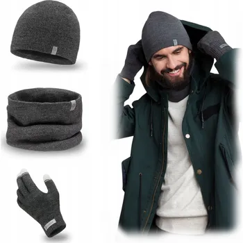 Čepice PaMaMi sada: čepice, nákrčník (rolák), rukavice, univerzální velikost, šedá