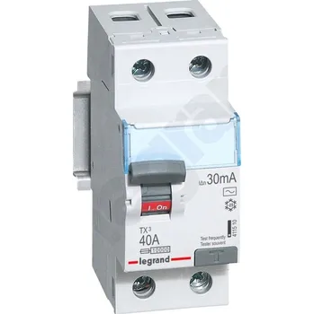vypínač DIFERENCIÁLNÍ PROUDOVÝ SPÍNAČ 2P 40A 30mA TYP-AC LEGRAND 411510
