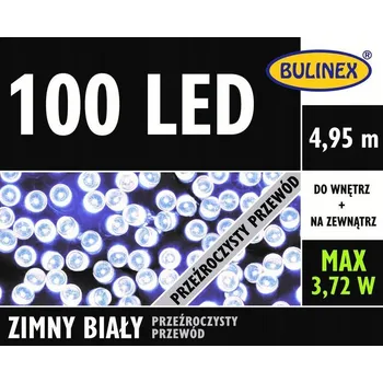 Vánoční dekorace BULINEX světelný řetěz 100 LED studená bílá, 4,95 m, transparentní kabel