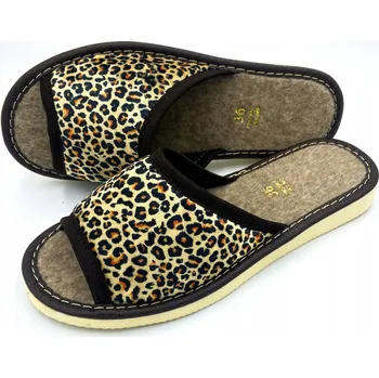 Dámské pantofle DÁMSKÉ PANTOFLE PANTOFLE BAČKORY OTEVŘENÉ S LEOPARDÍM VZOREM MAXIMUS vel. 40
