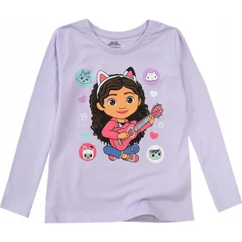 Dívčí tričko EplusM dětské tričko s dlouhým rukávem bavlna fialové, velikost 110