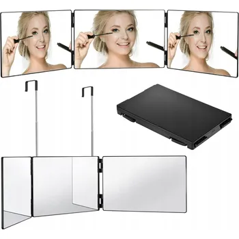 Zrcadlo Závěsné zrcadlo černé Verk Group, trojdílné, 10x zvětšení