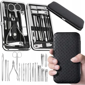 VELKÁ SADA NA MANIKÚRU A PEDIKÚRU V POUZDRO ČERNÁ SADA NÁŘADÍ 20 ks