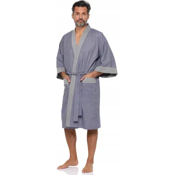 Dámský župan Revise RE-516 Kimonový župan - 100% bavlna - Modrá - XL/XXL