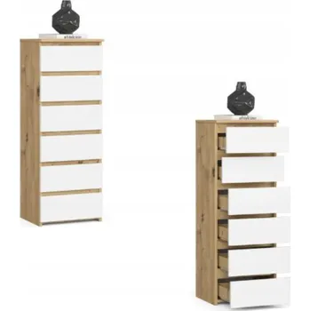 Komoda Komoda Akord CLP dub artisan bílý 6 zásuvek 40 cm matná