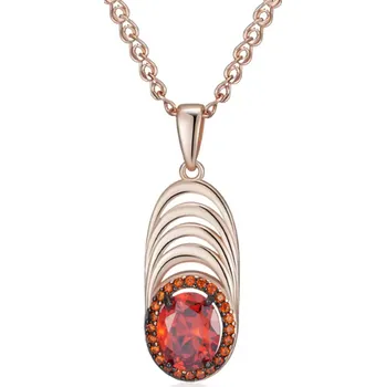 Náhrdelník B-TOP Zlatorůžový náhrdelník s oválným zirkonem a vrstveným designem