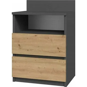 Noční stolek Noční stolek MS1 v antracitové barvě a provedení dub artisan