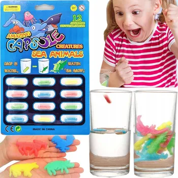 Hračka pro nejmenší MAGICKÉ ROSTOUCÍ KAPSLE VE VODĚ, MOŘSKÍ ŽIVOČICHOVÉ DO KOUPELE VE VANILCE