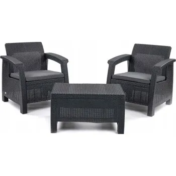 Zahradní sestava Sada zahradního nábytku z umělého ratanu Keter hnědá 3 ks