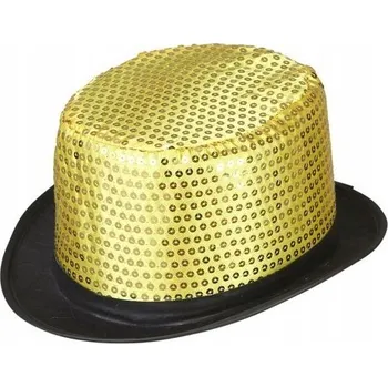 Klobouk KLOBOUK zlatý KOUZELNÍK retro ILUZIONISTA flitry