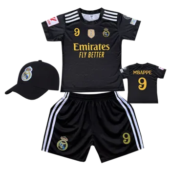 Numberoplus Premium dětský fotbalový dres + fotbalová kšiltovka Real Madrid FC 25/26 Emirates Fly Better - Kylian Mbappe 9 Velikost: 16 let (vel.166-172)