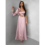 Starorůžové dlouhé plesové saténové šaty ZAYVIX Velikost: ONESIZE