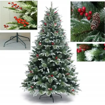 Vánoční stromek UMĚLÝ VÁNOČNÍ STROMEČEK BOROVICE ZASNĚŽENÁ 180 CM ZDOBENÁ JAKO ŽIVÁ PREMIUM + STOJAN