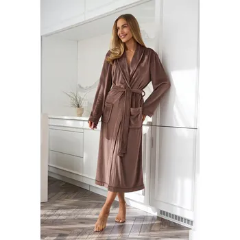 Dámský župan L&L župan s proužky 2510 AURA Barva: čokoládová | Velikost: XXL