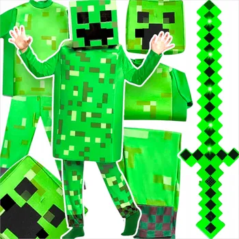 Karnevalový kostým KOSTÝM MINECRAFT PRO CHLAPCE CREEPER - MASKA A OBLEČENÍ, PŘEVLEK NA PLES