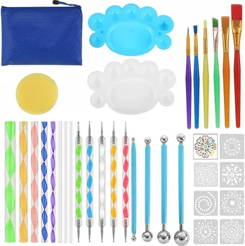 Výtvarná sada SADA NA MALOVÁNÍ MANDAL DIY KERAMICKÉ MALOVÁNÍ 32 DÍLŮ