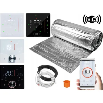 Topná rohož Sada TOPENÍ PODLAHOVÉ FÓLIE pod panely 7m2 150W/m2 + Regulátor WarmO B60 B90 WIFI