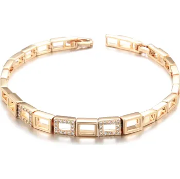 Náramek B-TOP Růžově pozlacený dámský náramek s obdélníky a zirkonovým zdobením