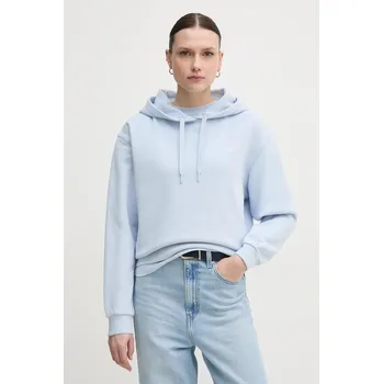 Dámská mikina Bavlněná mikina Tommy Hilfiger dámská, modrá barva, s kapucí, hladká, WW0WW45979 05X, vel. M