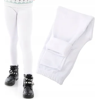 Dívčí legíny LAEMI dětské legíny dlouhé zateplené bavlna bílé velikost 152