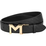 MONTBLANC - M Gold buckle black 35 mm reversible - Pánský luxusní oboustranný opasek