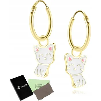 Náušnice ZLATÉ NÁUŠNICE PRO DÍVKU KOČIČKY STŘÍBRO 925