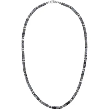 Náhrdelník Manoki Luxusní pánský náhrdelník Antonio - larvikit, hematit X-WA847SS/45 Šedá 45 cm