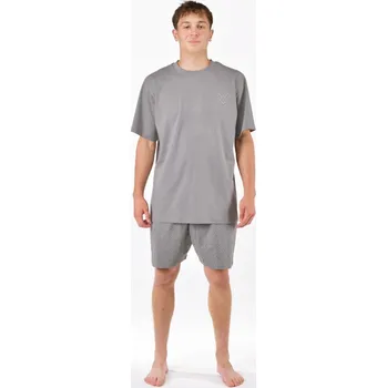 Pánské pyžamo Pánské pyžamo krátké, šité, s potiskem 79194 - šedá peprmint - XXL