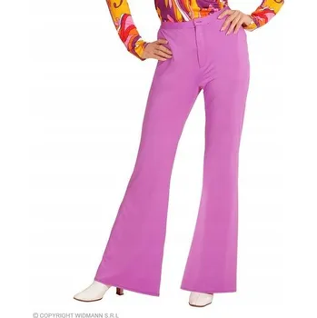 Dámské kalhoty DÁMSKÉ FIALOVÉ ZVONOVÉ KALHOTY STYL 70. LÉTA DISCO S/M